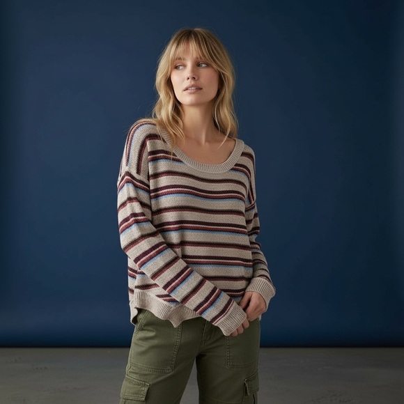 Free People Sweaters - Free People Beach Wool Blend Road Trip Striped Pullover Sweater Women’s Size L